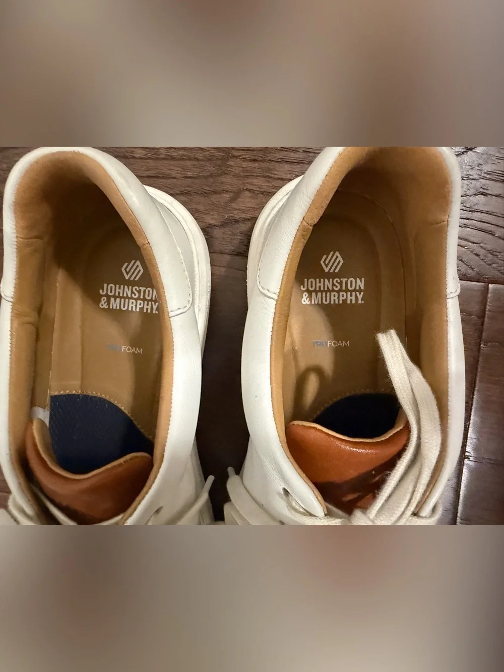 Men's White Leather Sneakers with Tan Accent (Anders Lace-To-Toe)